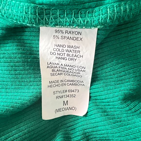 Ambiance Apparel Short Sleeve Green Ribbed Top Juniors Medium - Picture 5 of 6
